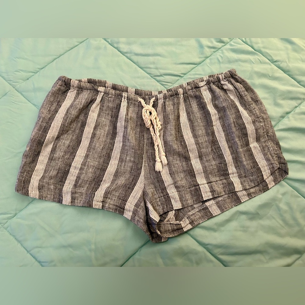 Striped Gray and White Women's Shorts